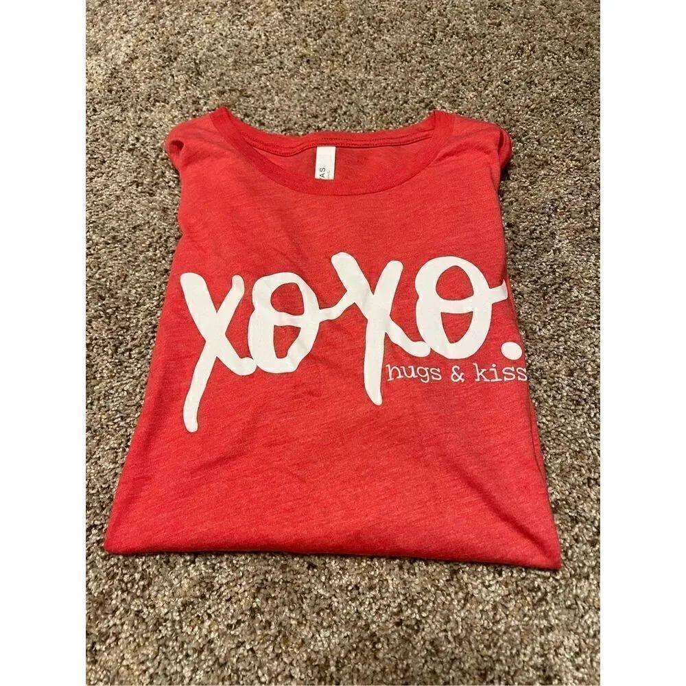 New Bella Canvas XOXO Ladies tee women tee T-Shirt size L Red Valentines